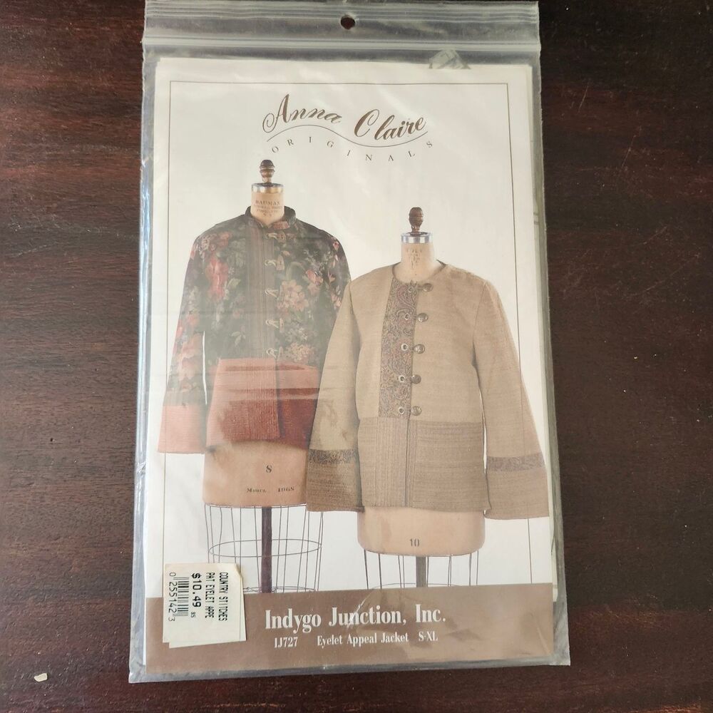 Anna Claire Originals IJ727 Eyelet Appeal Jacket Pattern S–XL Mandarin Collar